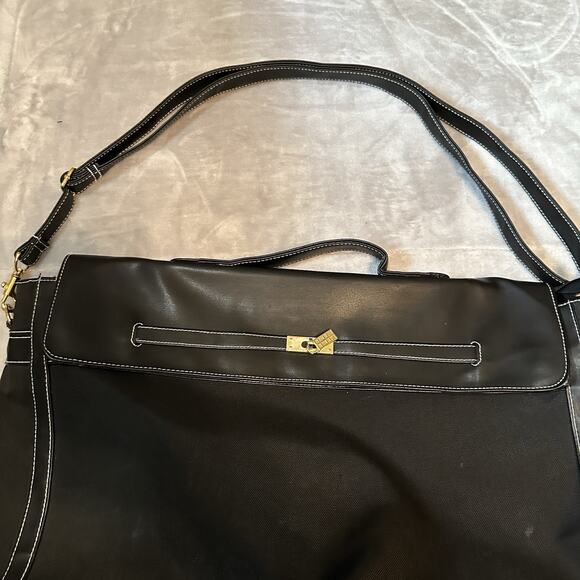 Elizabeth Arden Black Canvas & Leather Large Tote Travel Weekender Carryon Bag - Picture 12 of 16